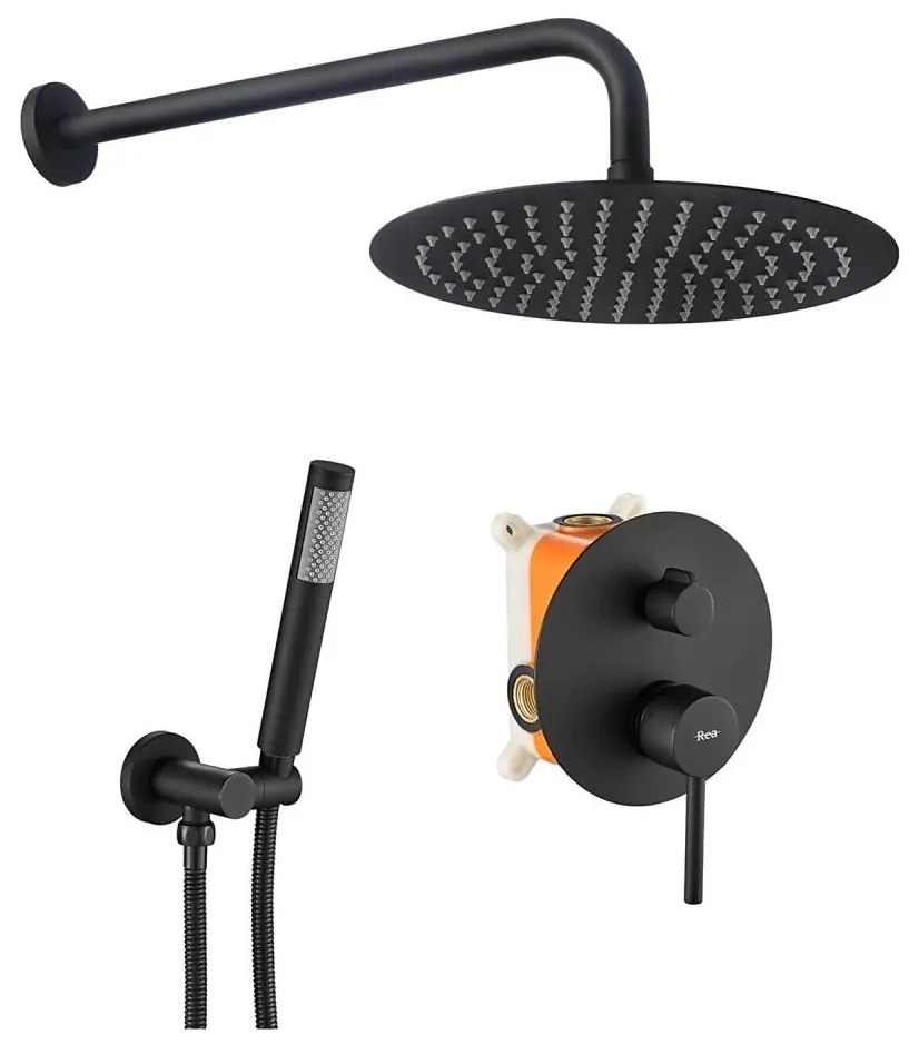 REA-P4100 - Zestaw prysznicowy z baterią podtynkową LUNGO czarny