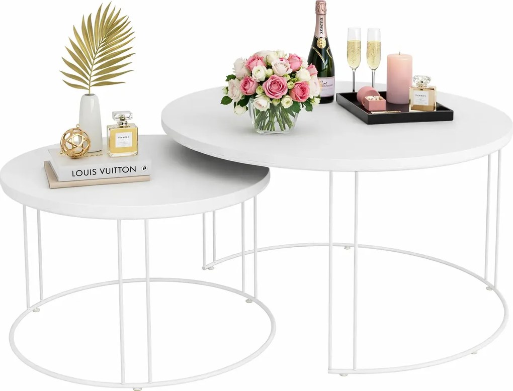 Biały zestaw dwóch stolików kawowych L2-N79