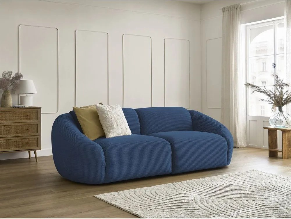 Ciemnoniebieska sztruksowa sofa 250 cm Tina – Bobochic Paris