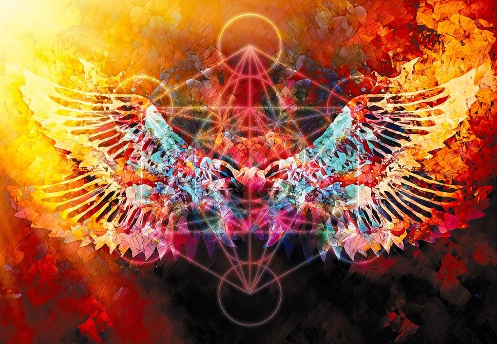Fototapeta - Merkaba ze skrzydłami, abstrakcja (196x136 cm)
