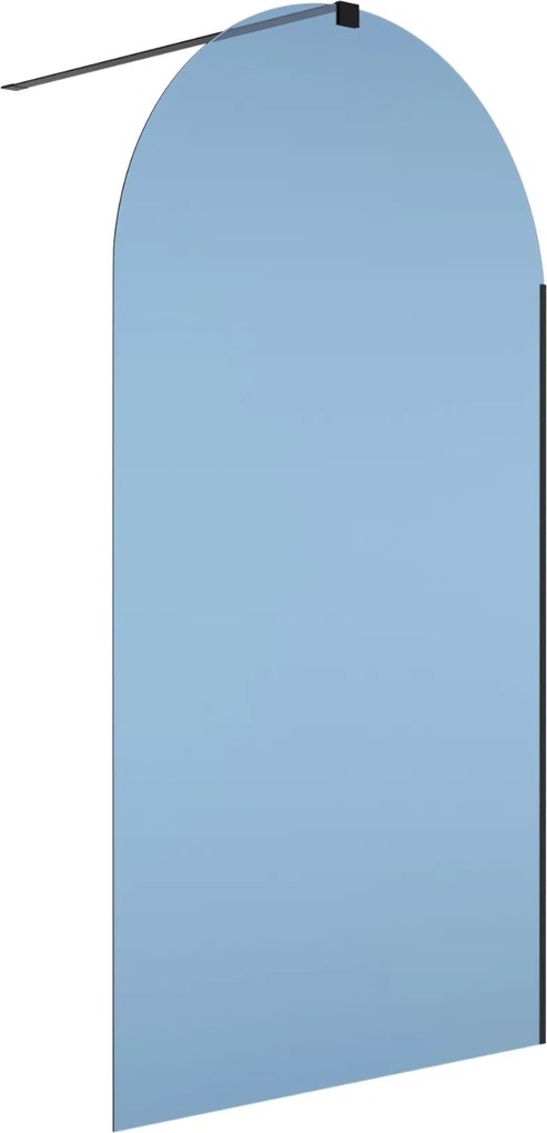 Ścianka prysznicowa WALK IN FIX  niebieska 8mm półokrągła MOLIS NATURE blue oval MASSI | Różne rozmiary : Kolor profili kabiny - złoty, Szerokość ścianki - 120 cm, Typ montażu - WALK in FIX (Do ściany)