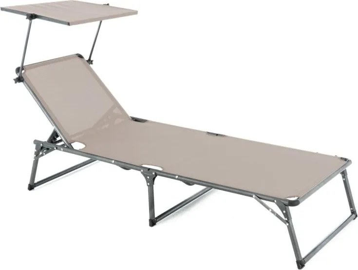 Leżak składany DIVERO z dachem XXL, szary