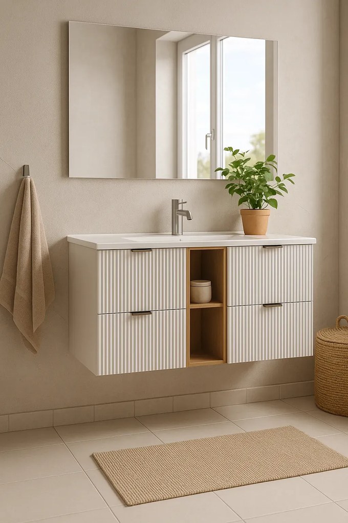 Szafka pod umywalkę z 4 szufladami kaszmirowy + orzech D7-B56