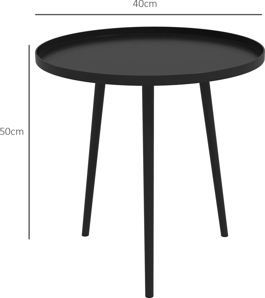 Outsunny Stolik pomocniczy, kawowy, ogrodowy, tarasowy, do ogrodu, ze stali, czarny