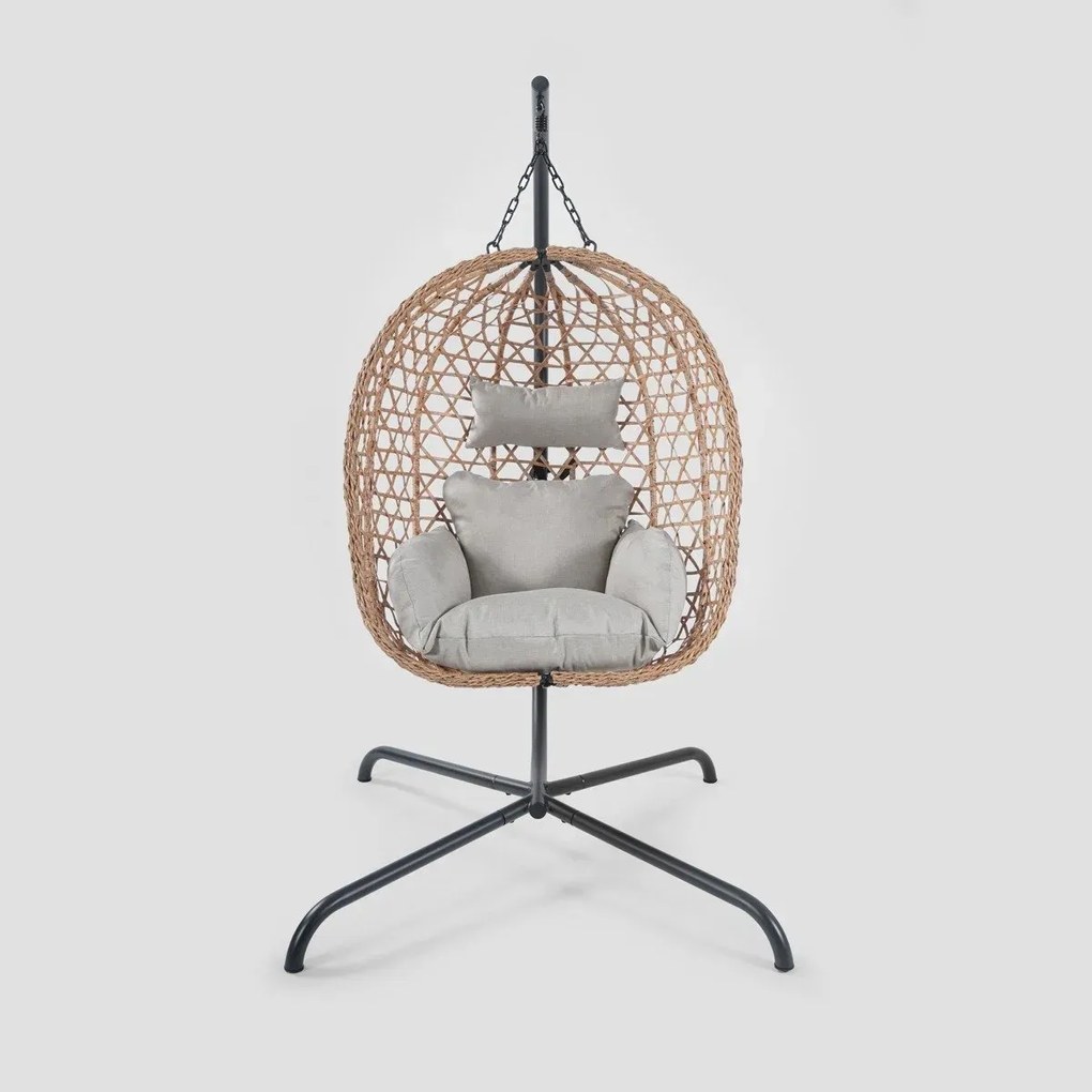 Huśtawka NIDO na metalowym stelażu naturalna 104x106x184 cm HOMLA