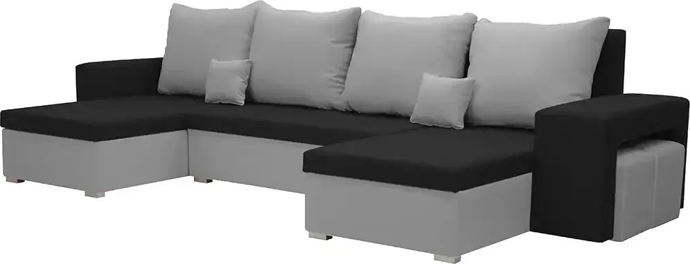 Narożnik U z funkcją spania PETRA2 Szary/Kremowy