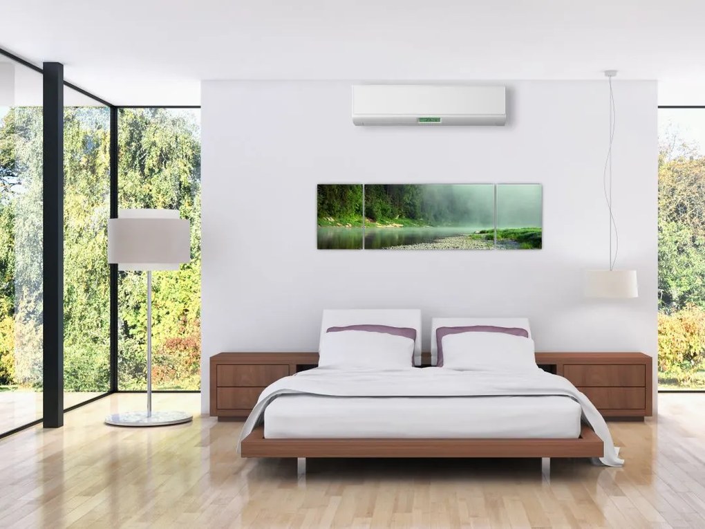 Obraz - rzeka przy lesie (170x50 cm)