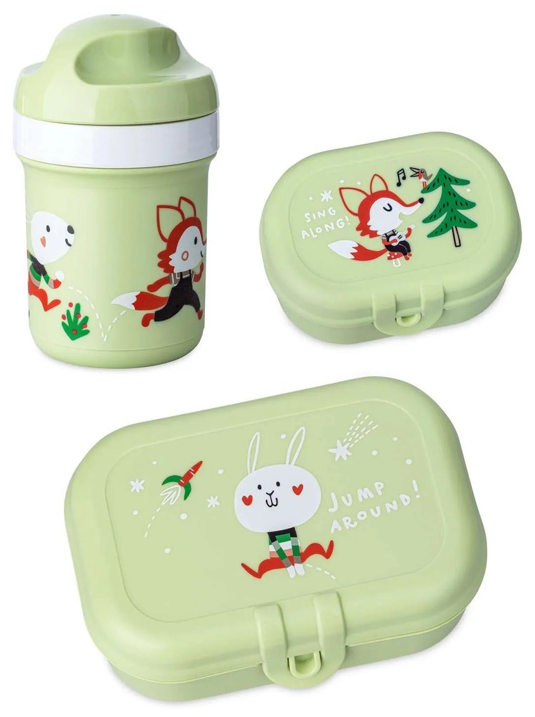 Zestaw: bidon 200 ml i śniadaniówka HOP ON AT HOME, 3-częściowy, KOZIOL
