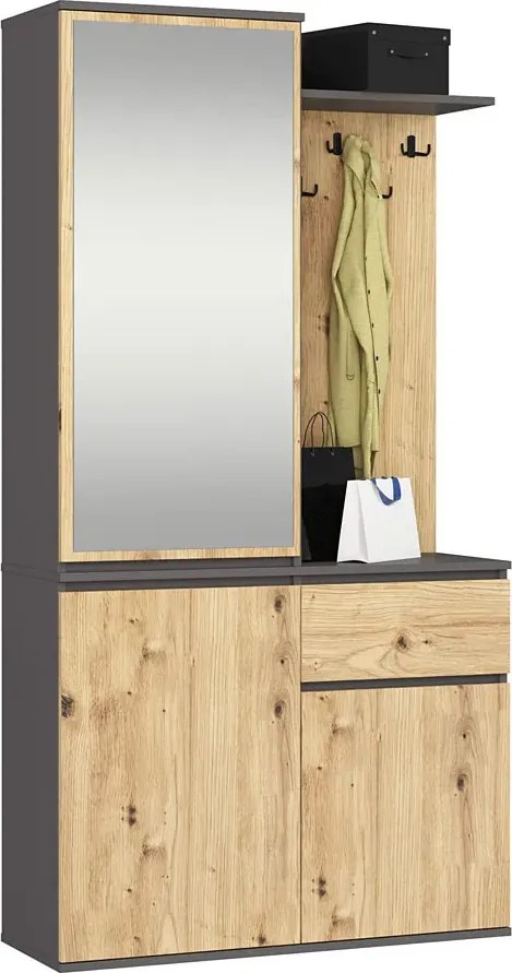 Garderoba klasyczna do przedpokoju szary + dąb artisan G6-B98