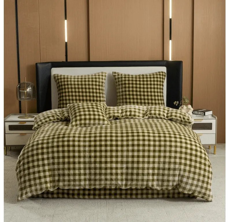 PrzytulneMieszkanie.pl PrzytulneMieszkanie.pl Pościel z mikropluszu KELVIO zielona Rozmiar pościeli: 2 szt 70 x 90 cm | 200 x 220 cm