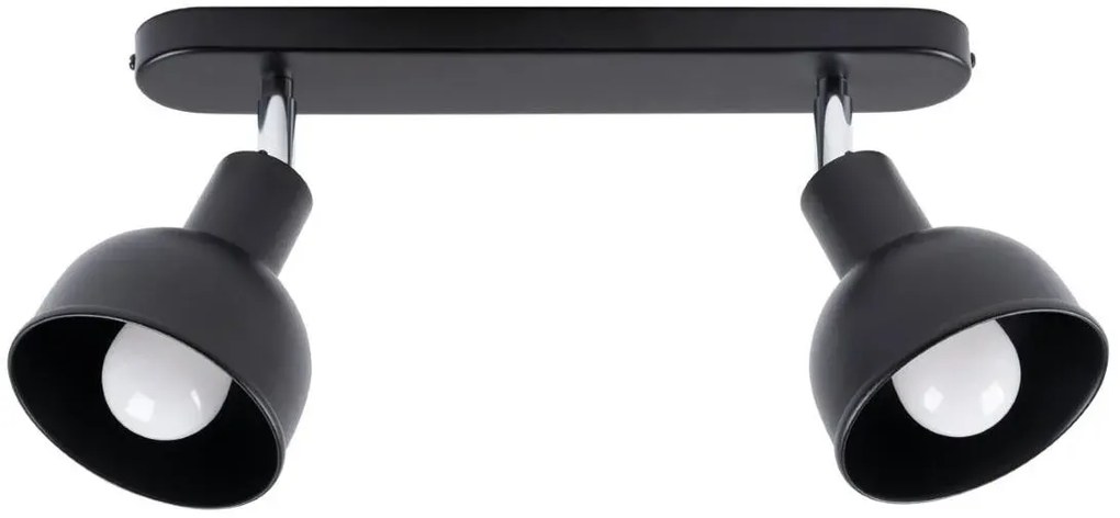 Czarna metalowa lampa sufitowa z 2 reflektorkami - A623-Wersas