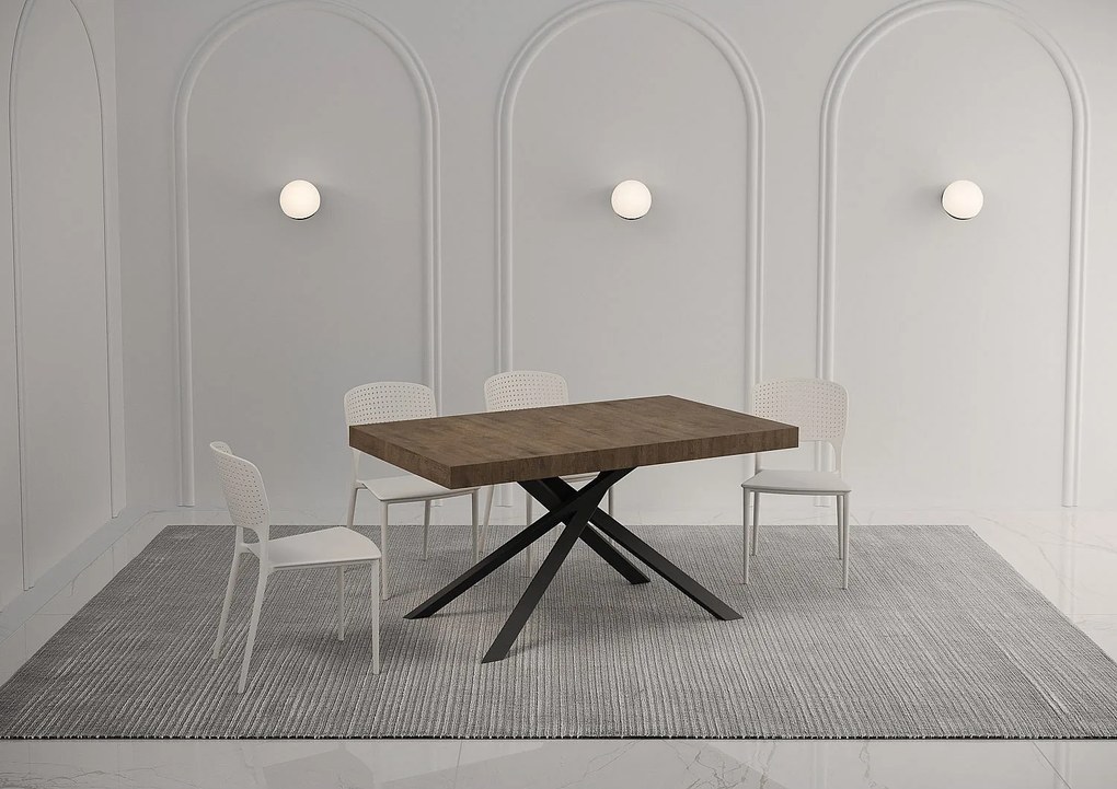 Stół rozkładany 140/244x90 cm Karida Premium orzech nogi antracytowe