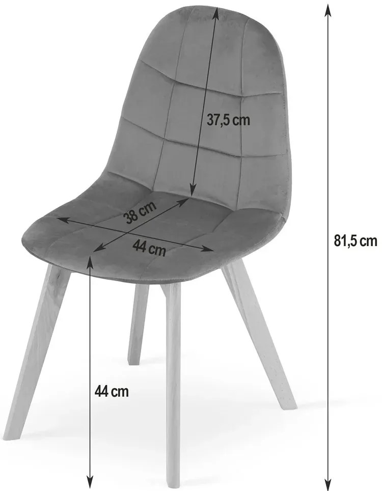 Zestaw 4 drewnianych krzeseł welurowych ciemny róż Evenne