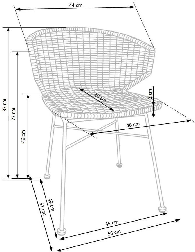 K407 krzesło naturalny, czarny, rattan syntetyczny, boho, skandynawski