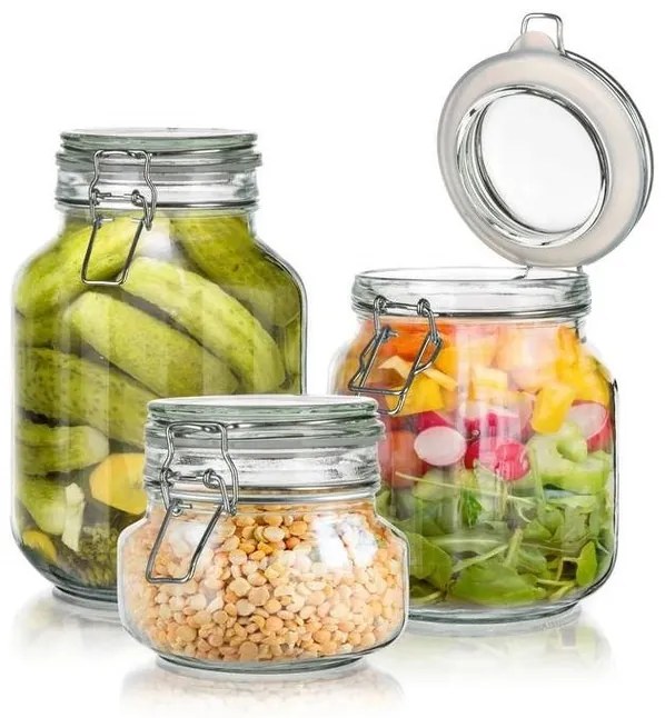 Banquet Zestaw hermetycznych słoików Erea 0,5 + 1 + 2 l