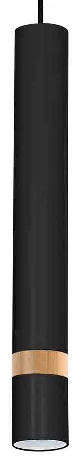 Lampa wisząca, czarna, drewno, tuba, JOKER BLACK/WOOD 1xGU10