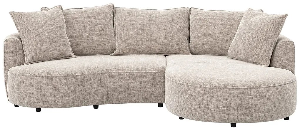 Kanapa narożna  prawostronna z tkaniny szenilowej w kolorze taupe CEPRANO od Maison Céphy