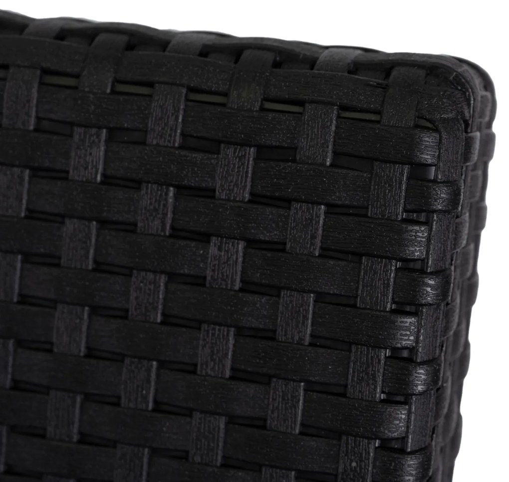 Sofa Ogrodowa FLINT Technorattan Czarna Trzyosobowa
