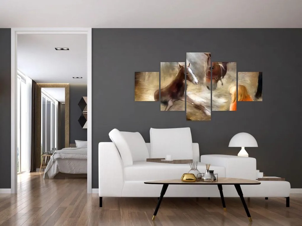 Obraz - Witaj na świecie, źrebaku (125x70 cm)