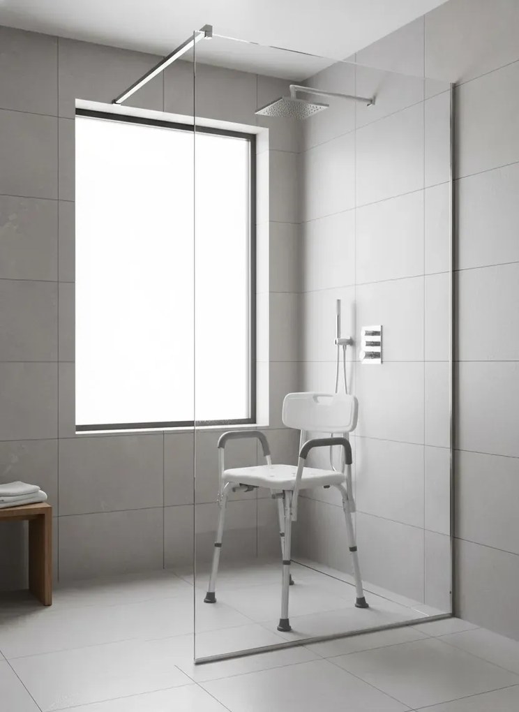 Białe regulowane krzesło pod prysznic W1-C44