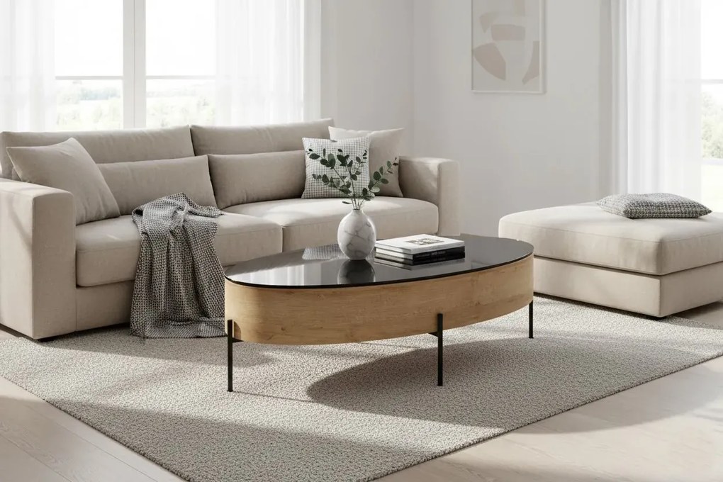 Industrialna ława szklana ze schowkiem P0-G07