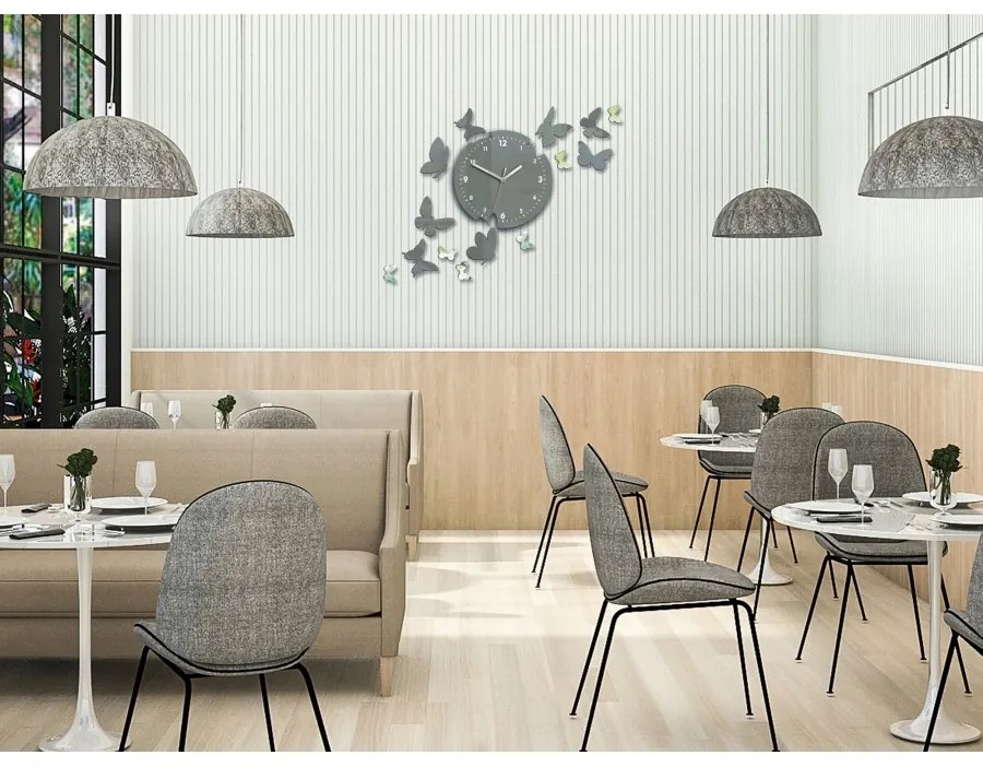Zegar ścienny nowoczesny cichy do salonu lub sypialni akrylowy z motylami