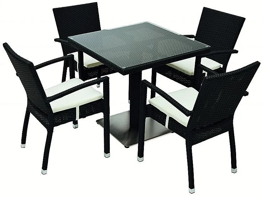 Zestaw rattanowy ogrodowy GINA 1+4 (czarny)