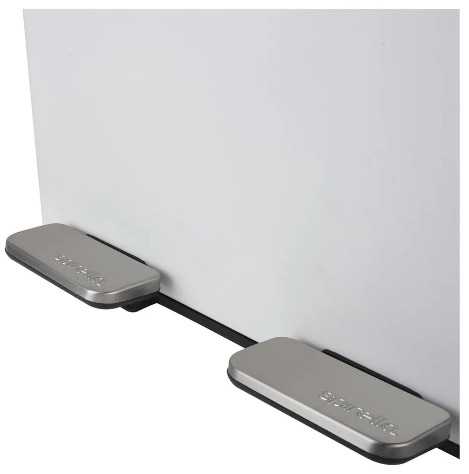 Stalowy kosz na śmieci 2x30 l do segregacji odpadów/z pedałem w matowym białym kolorze Aliya – Spirella