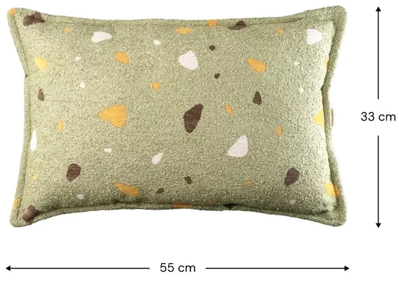 Zielona poduszka na sofę dziecięcą z materiału bouclé/z tkaniny szenilowej Terrazzo Bolster – Wigiwama