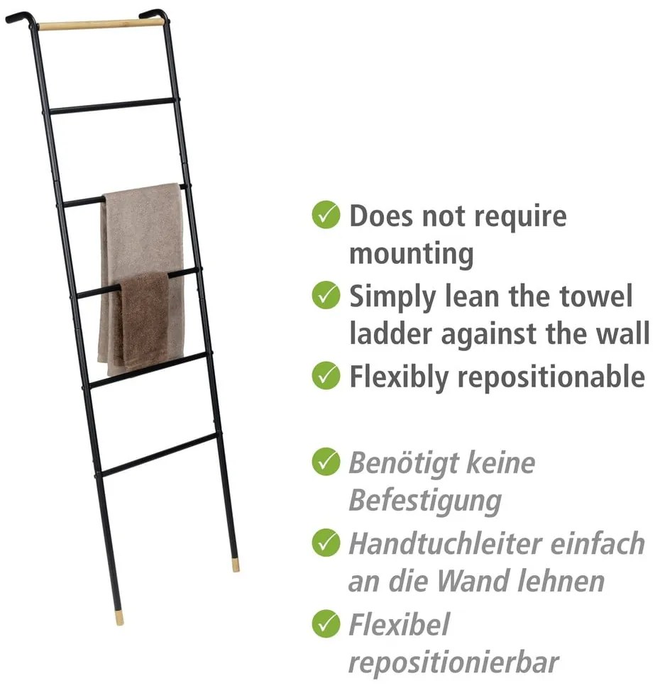 Czarna metalowa drabina dekoracyjna Loft – Wenko