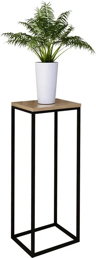 Stojak na kwiaty w stylu loft czarny + dąb lancelot K1-E97