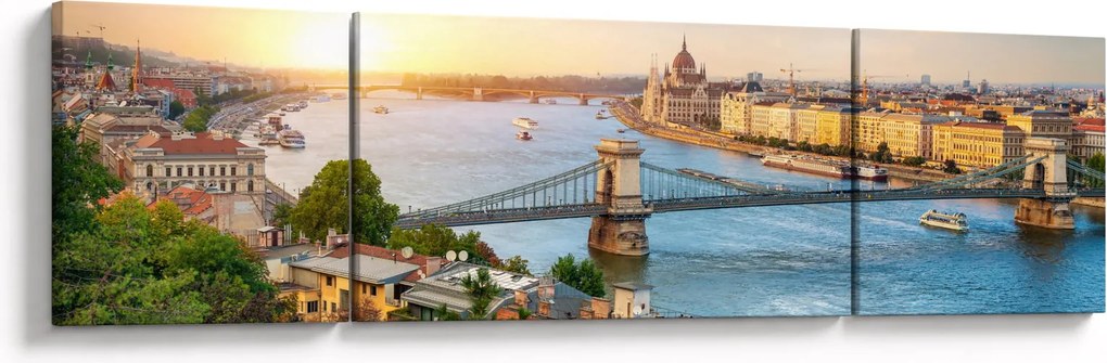 Obraz miasta Budapeszt z rzeką (170x50 cm)