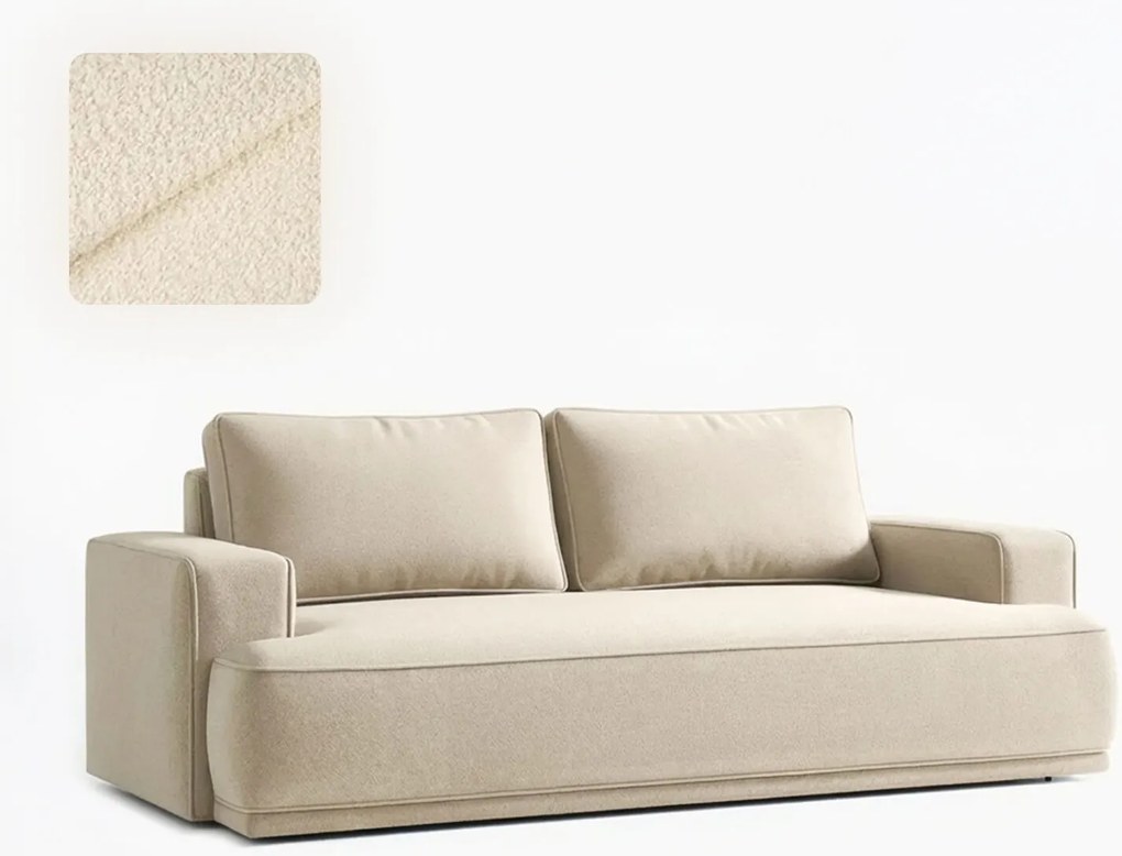 Sofa z Funkcją Spania CAMELIA Kremowa Boucle Nowoczesna