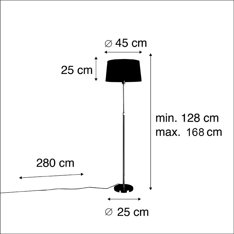 Lampa podłogowa brązowa z abażurem z lnu w kolorze taupe 45 cm, regulowana - ParteWiejski/ Rustykalny / Vintage Oswietlenie wewnetrzne
