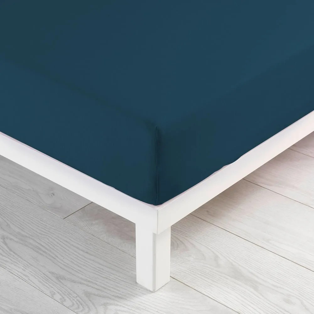Ciemnoniebieskie dżersejowe prześcieradło z gumką 90x190 cm Jersy – douceur d'intérieur