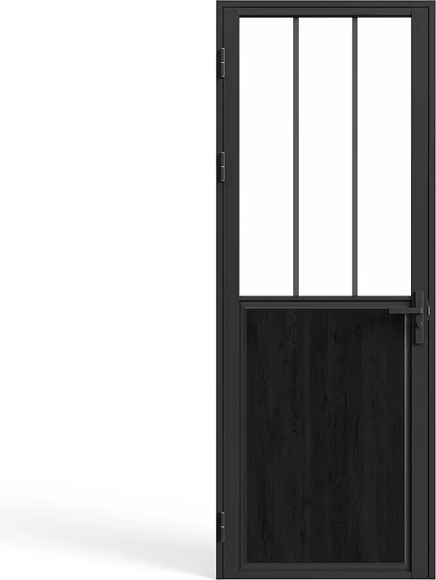 Drzwi kompletne dwustronne z aluminium i szkła hartowanego w stylu industrialnym - wys. 204 x szer. 73 cm - ERMELO