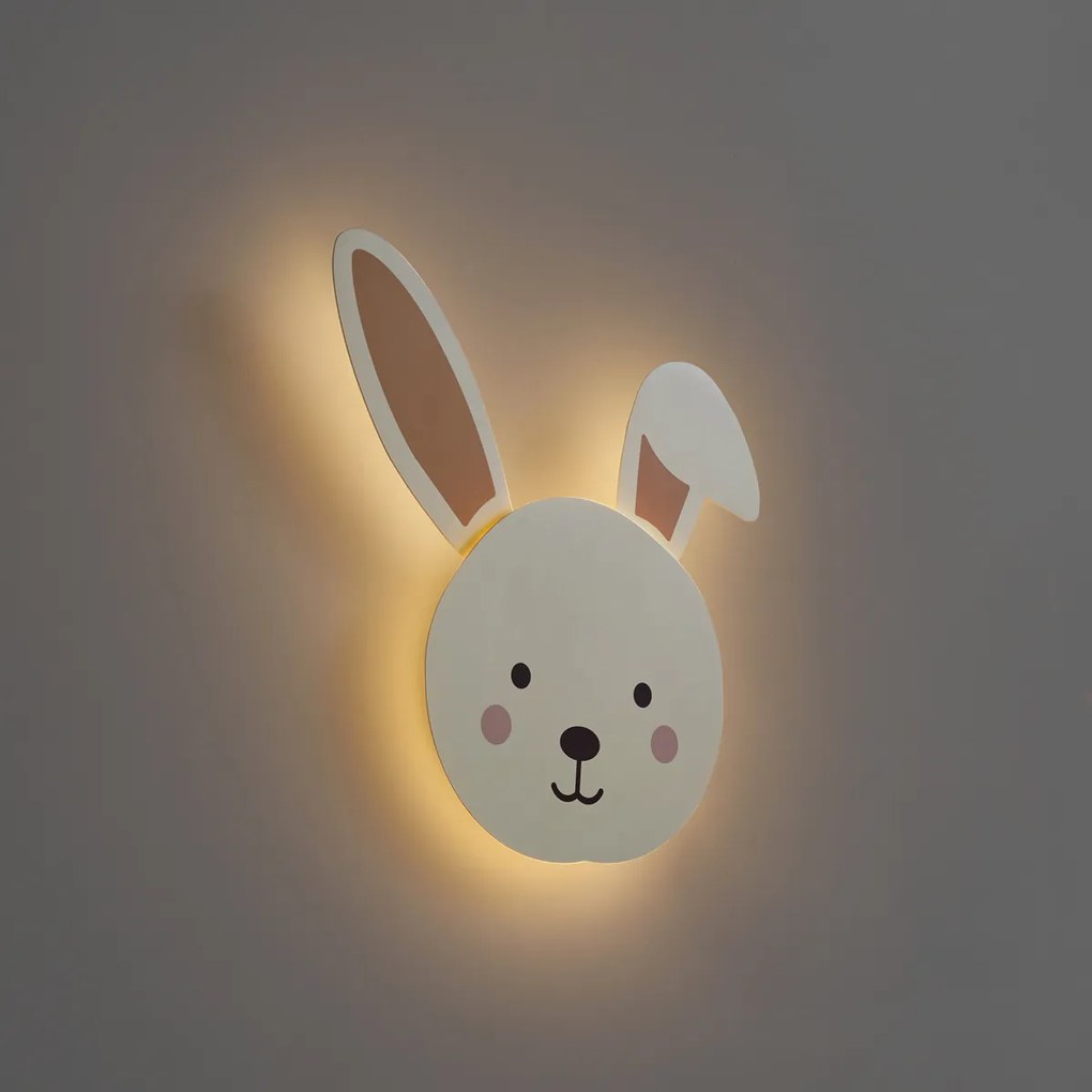 Dziecięca lampa ścienna beżowa ze szczegółami z LED z 3-stopniowym ściemnianiem - Benny the Bunny