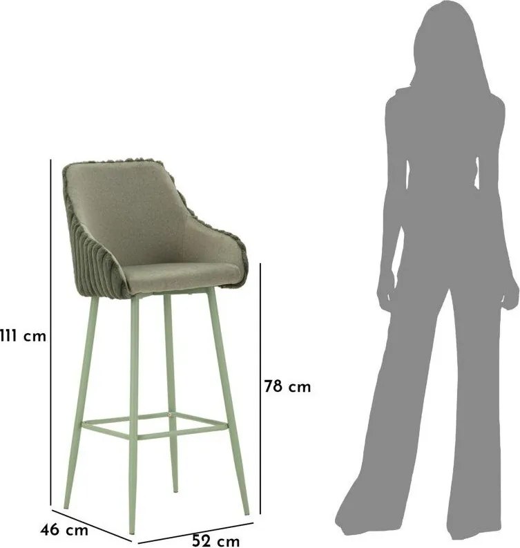 Zielone tapicerowane hokery zestaw z podłokietnikami 2 szt. (wysokość siedziska 78 cm) Alaska – Mauro Ferretti