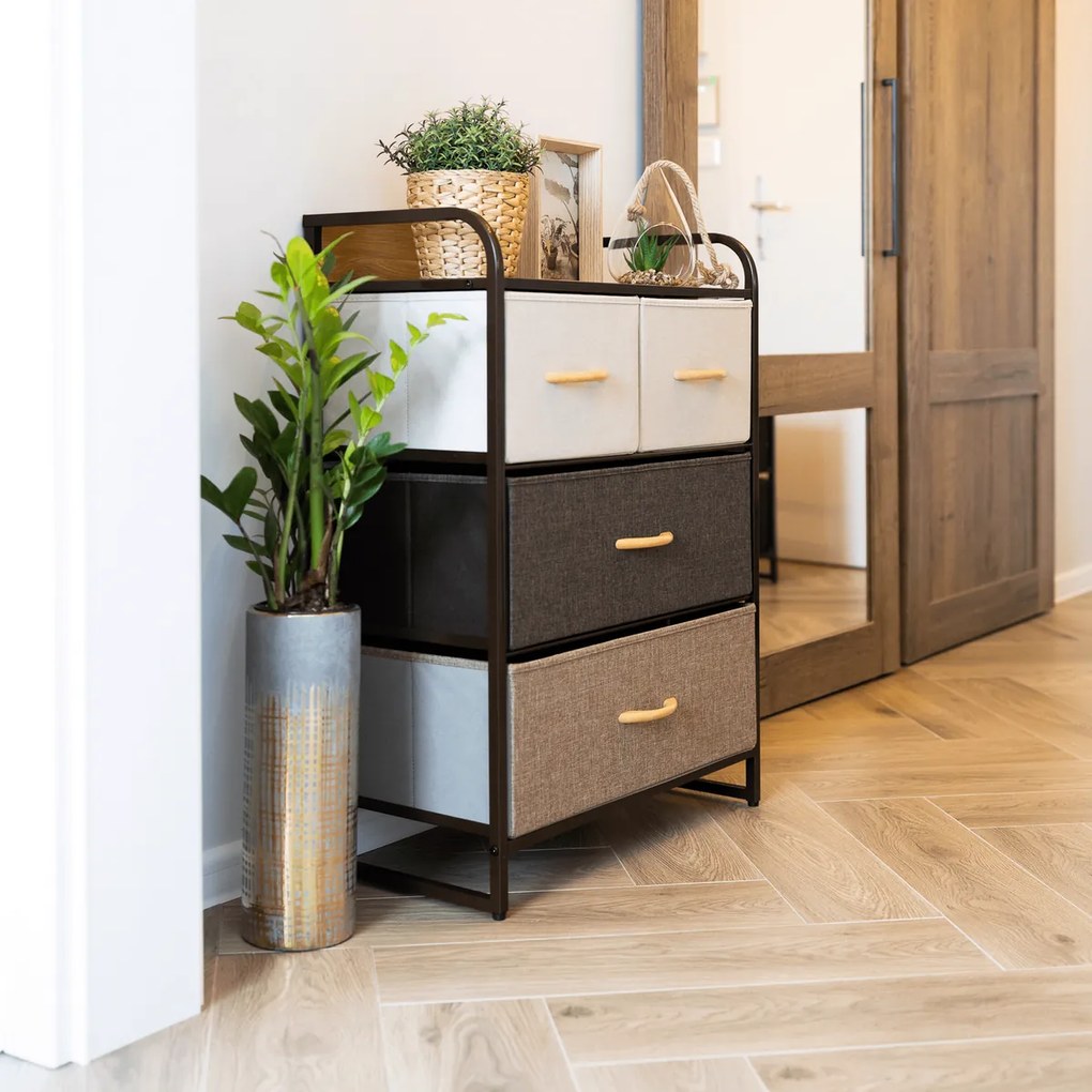 Komoda z szufladami z tkaniny HAZEL TYP 2, brązowy, M