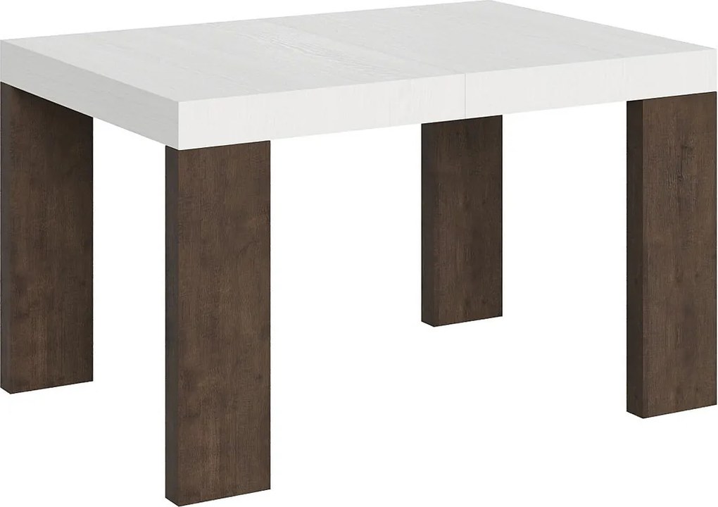 Stół rozkładany 90x130/234 cm Roxell Mix Biały jesionowy blat - Nogi z orzecha włoskiego