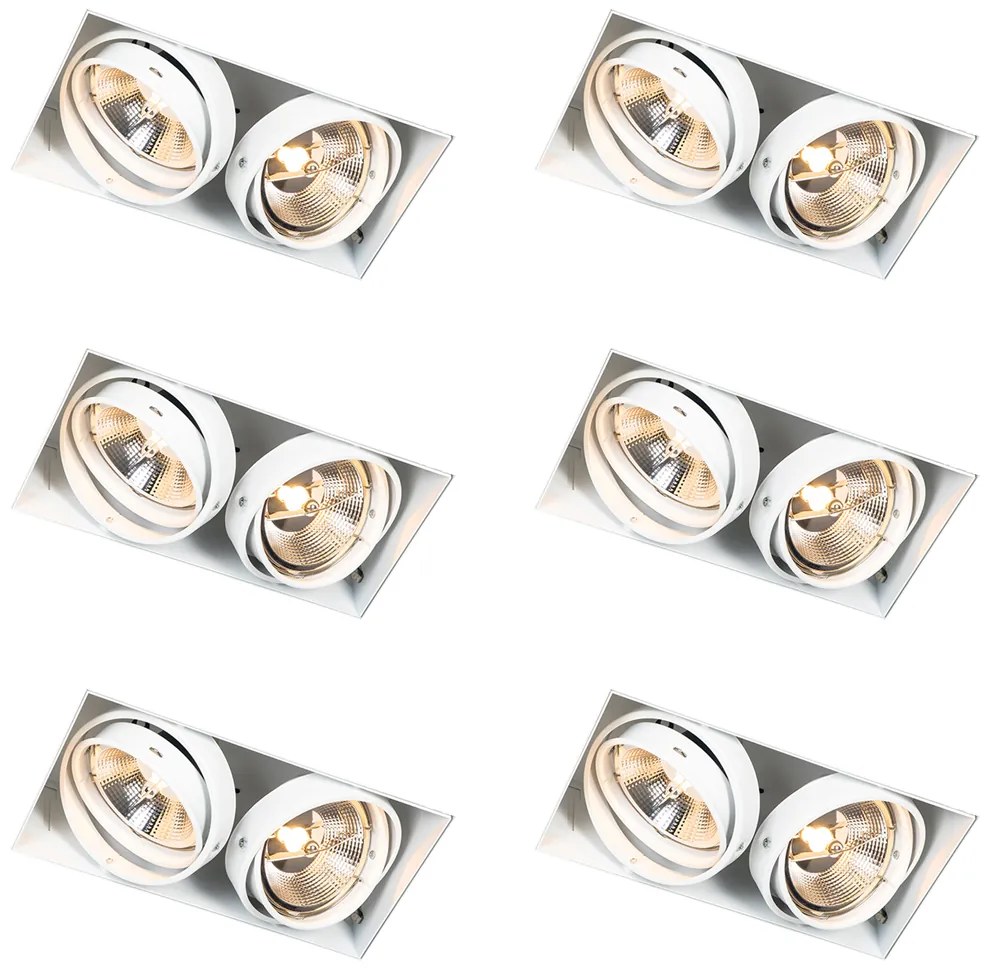 Zestaw 6 reflektorów wpuszczanych biały GU10 AR111 bezramkowych 2-punktowe - Oneon