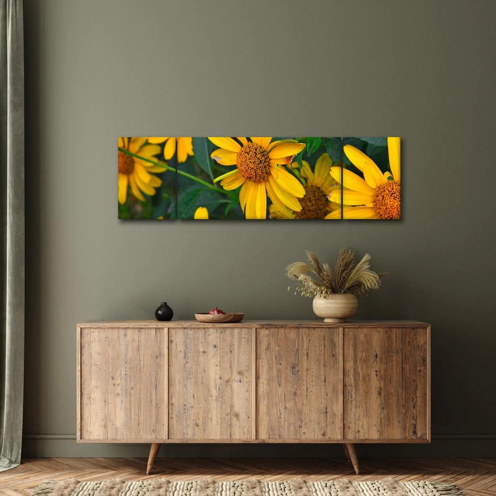 Obraz żółtych kwiatów (170x50 cm)