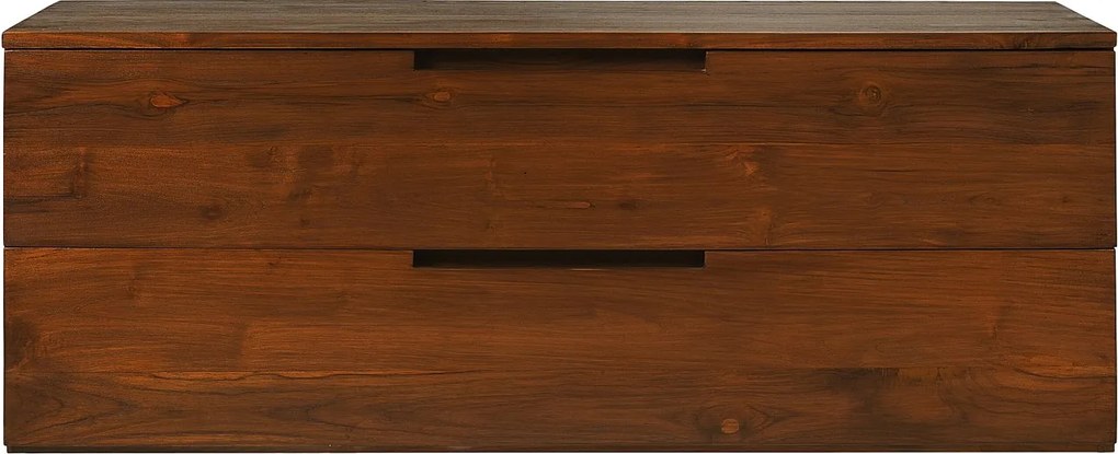 Szafka łazienkowa wisząca z ciemnego drewna tekowego - 2 szuflady - 115 cm - BIMBING