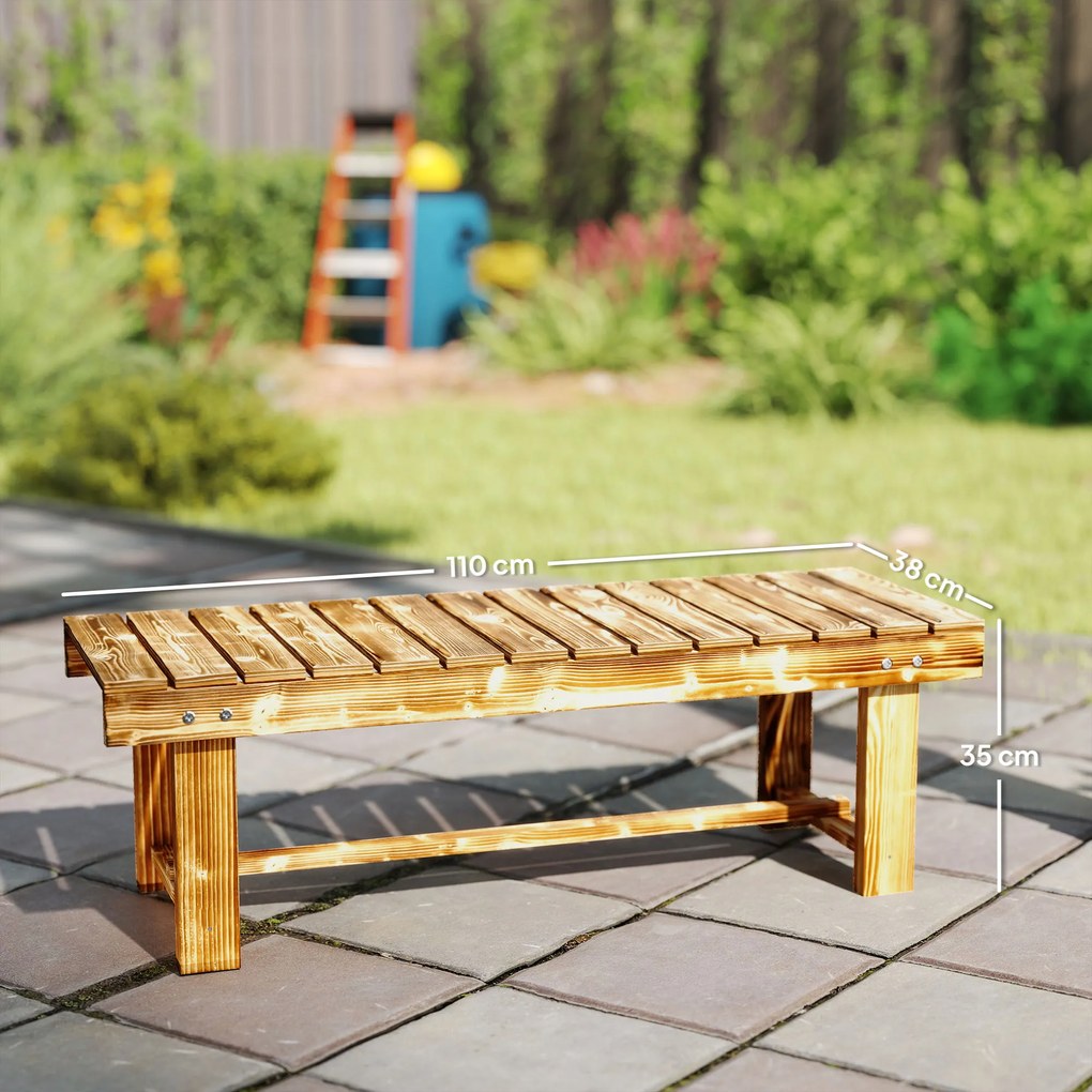 Outsunny Ławka Ogrodowa Rustykalna dla 2 Osób Lite Drewno Brązowa 110x38x35cm | Aosom PL