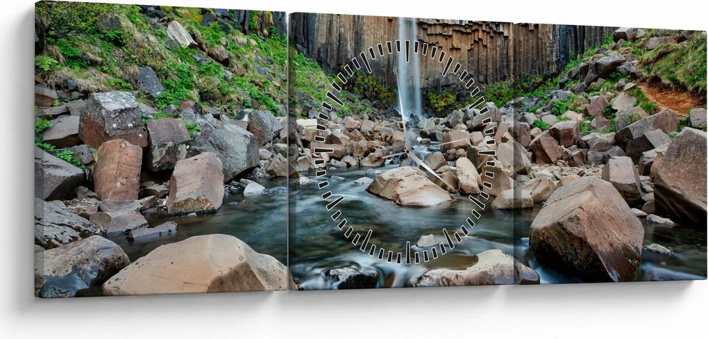 Obraz - Wodospad Svartifoss, Islandia (z zegarem) (90x30 cm)