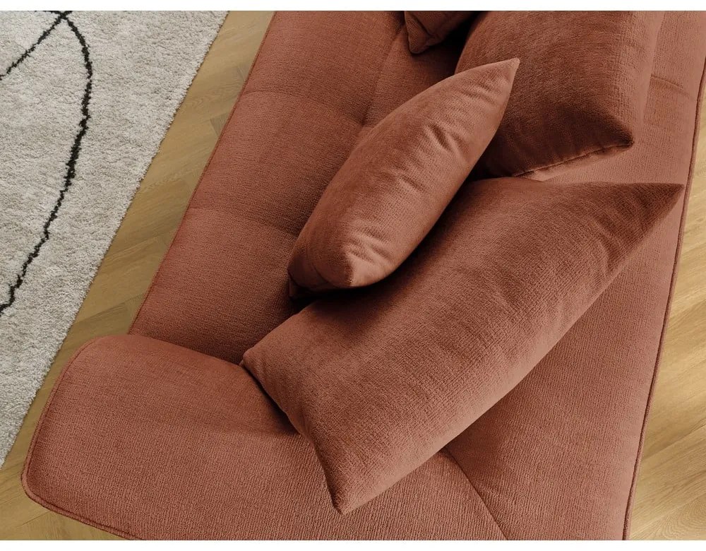 Sofa z tkaniny szenilowej w kolorze terakoty 237 cm Whesley – Bobochic Paris