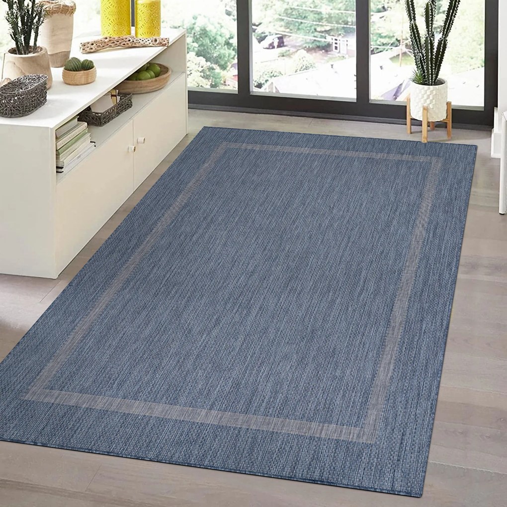 Dywan zewnętrzny Relax ramka granatowy 240 cm x 340 cm