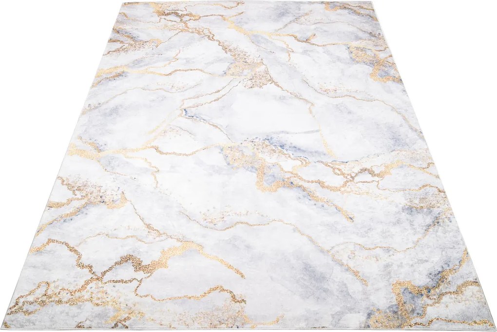 Szaro Złoty Dywan Z Marmurowym Wzorem W Stylu Glamour N9-W77