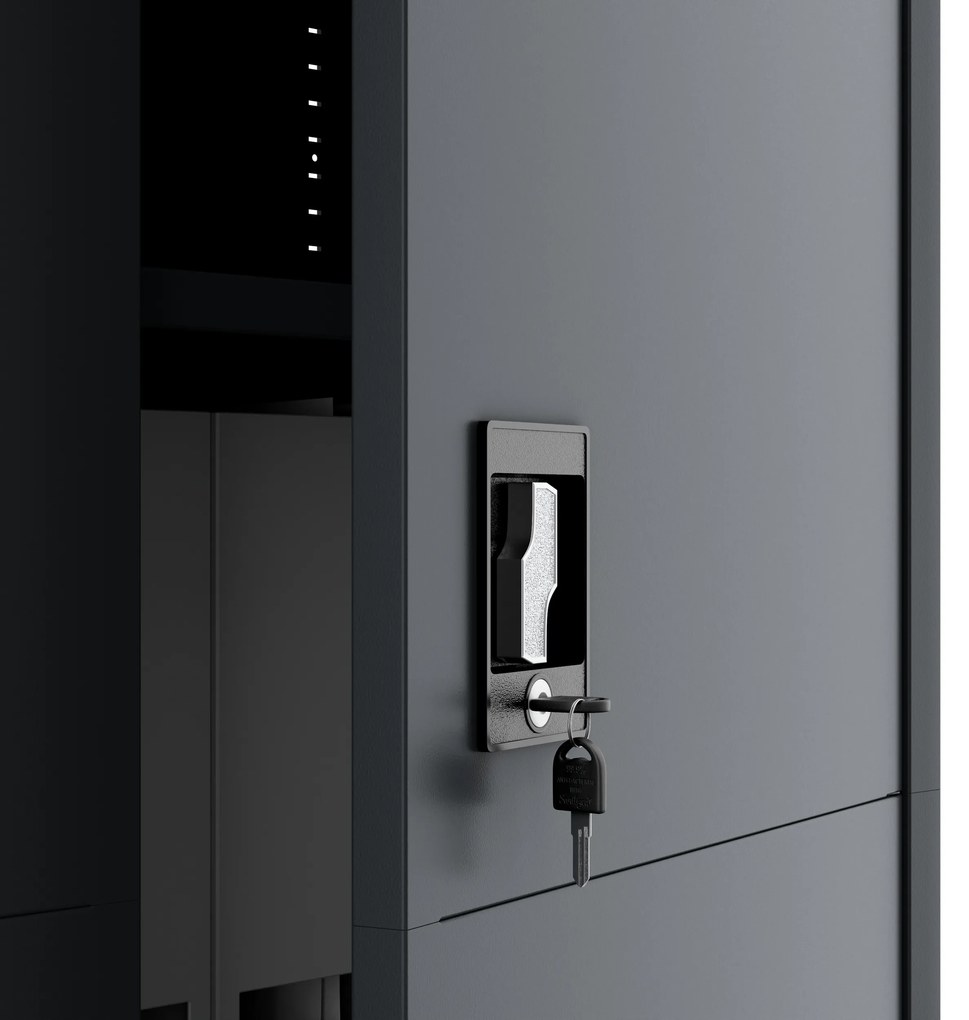 Biurowa szafa metalowa JAN, 900 x 1850 x 400 mm, Smart: antracytowa