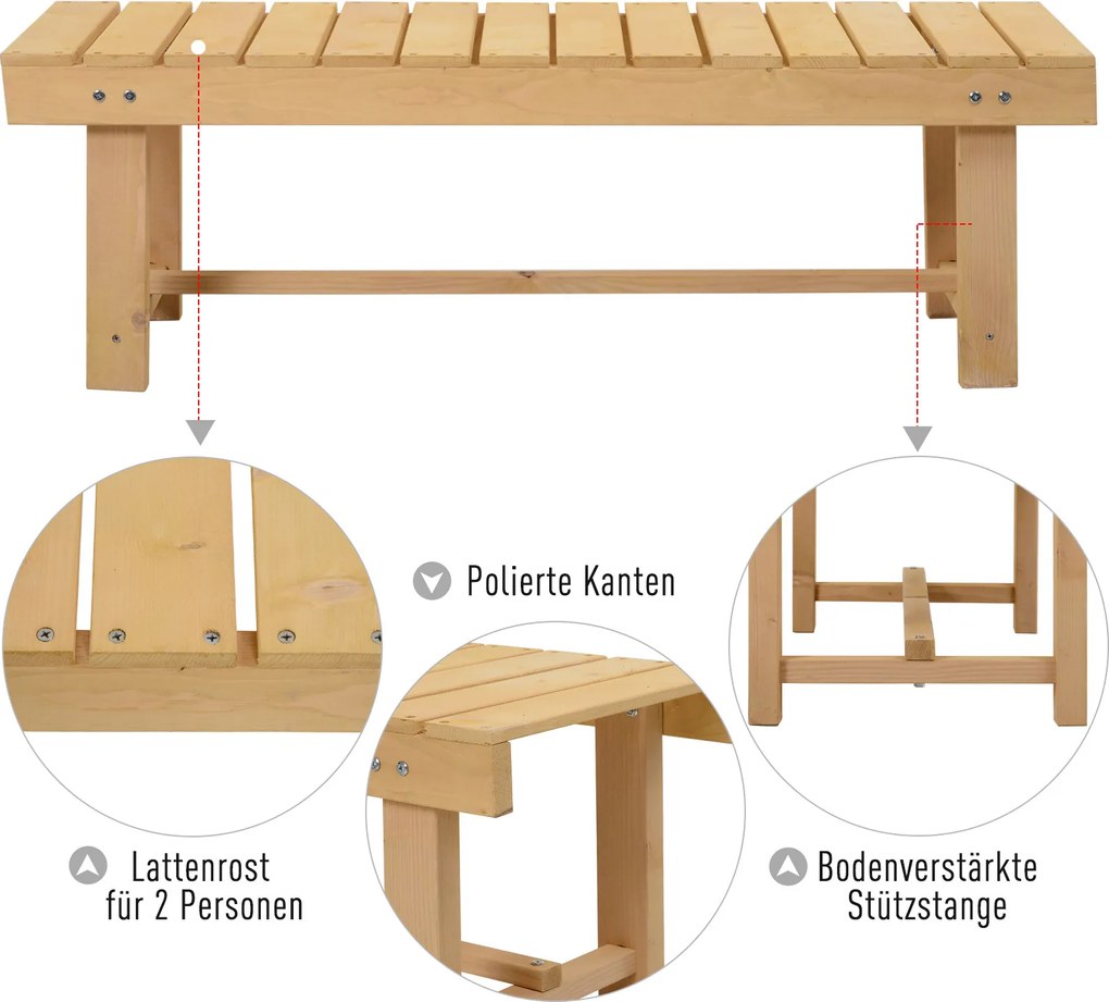 Outsunny Ławka Ogrodowa Rustykalna Lite Drewno Brązowa 2 Osoby 110x38cm | Aosom PL